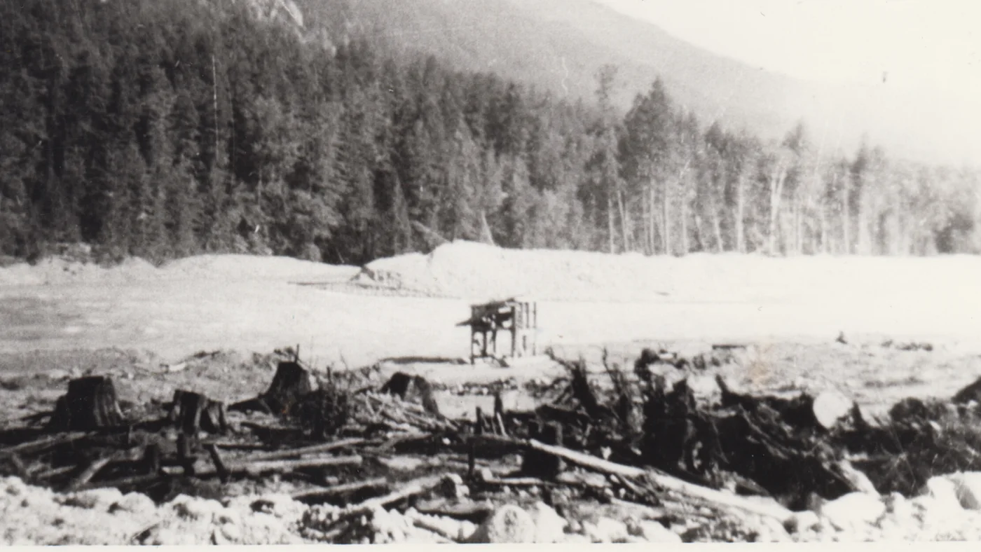 Archival land-clearing image pulled from the Displaced development trailer.