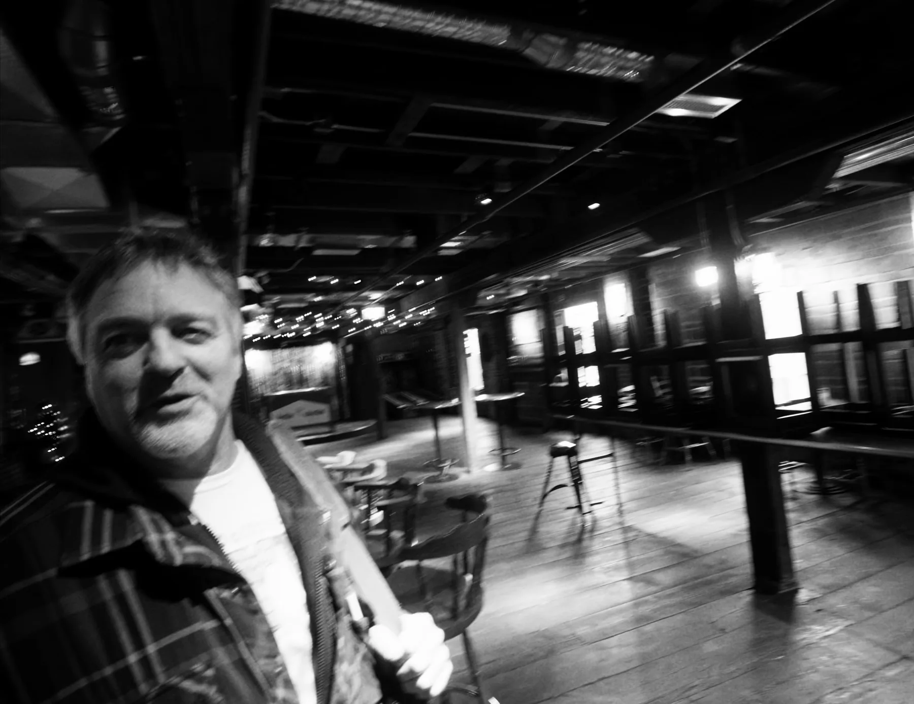 Black-and-white bar location test with Roark Critchlow for Last of a Dying Breed