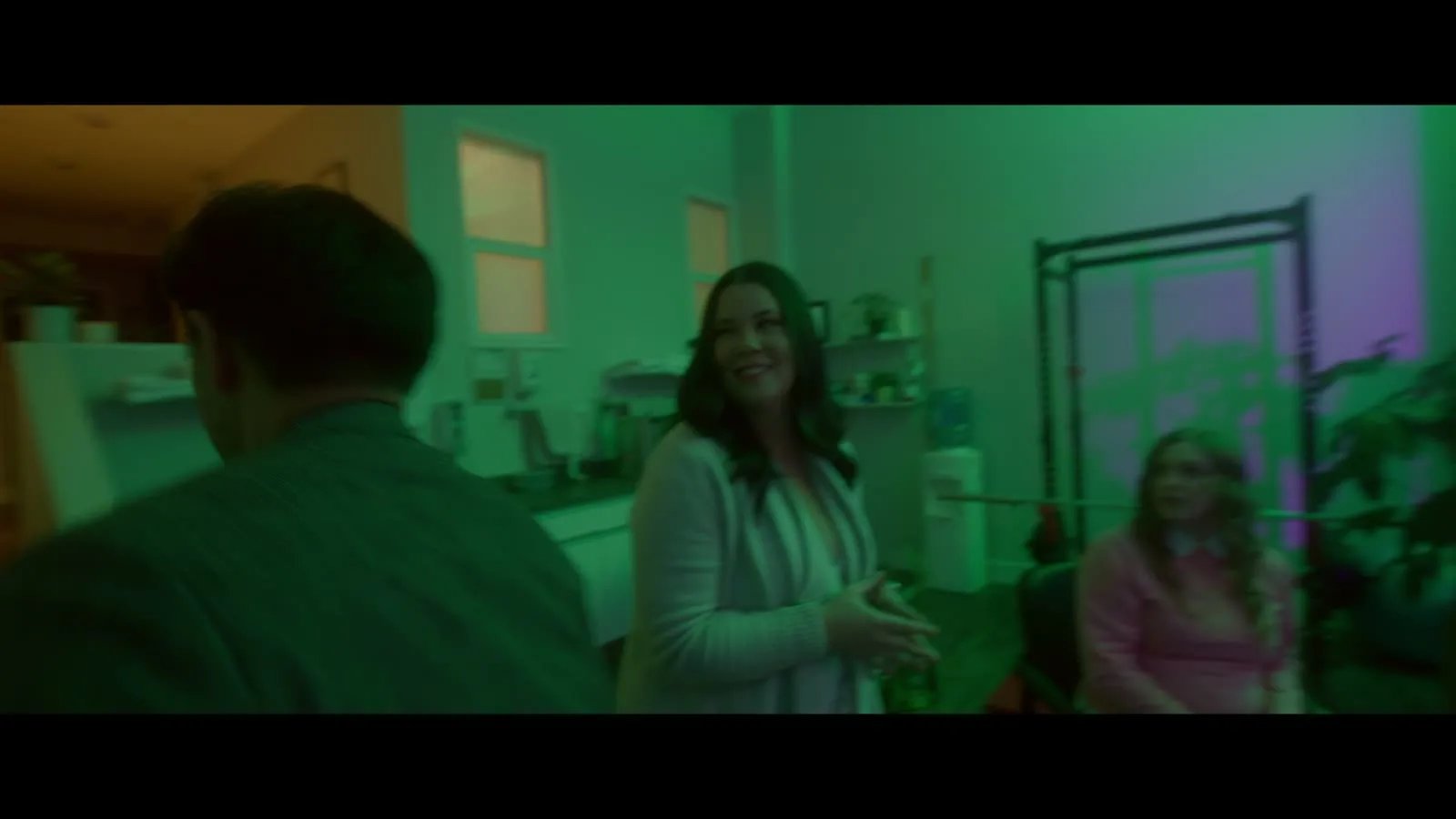 Finished group therapy scene frame from Midlife Shuffle.